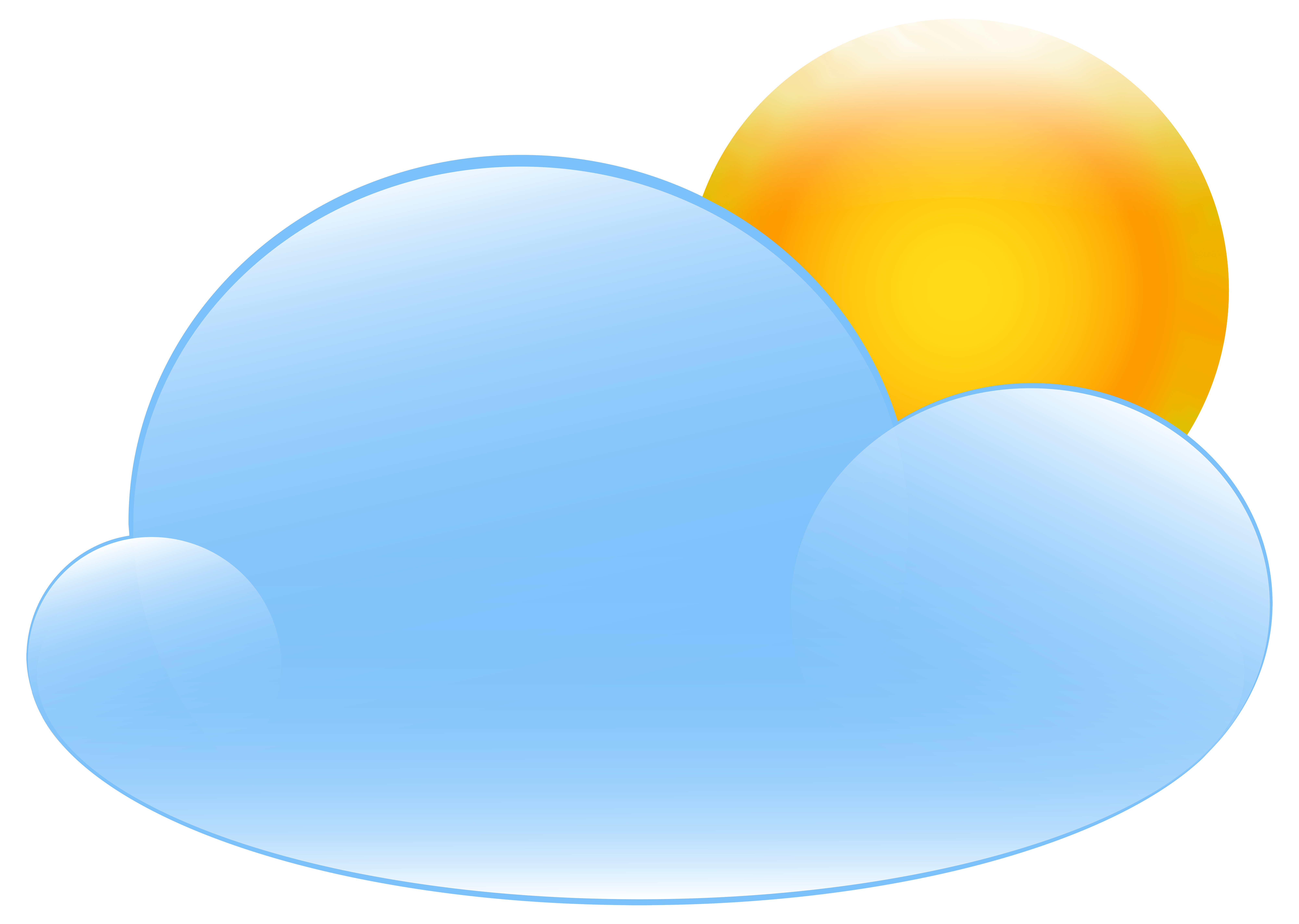 Partly Cloudy with Sun Weather Icon PNG Clip Art.