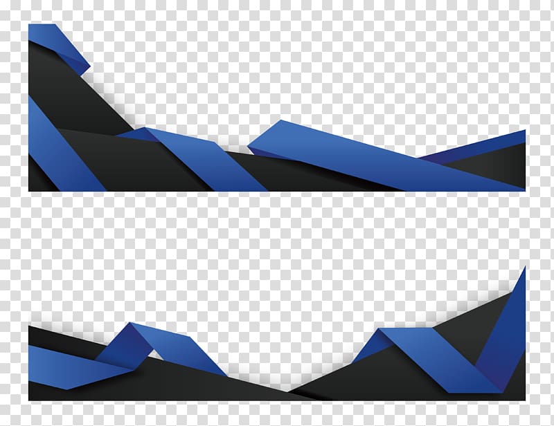 Paper Web banner Origami, Blue origami banner, two black.