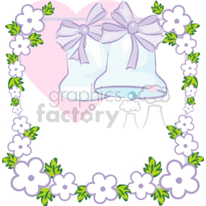 blue wedding bells with a flower border clipart. Royalty.