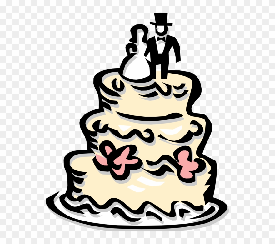 Vector Illustration Of Wedding Cake Traditional Cake Clipart.