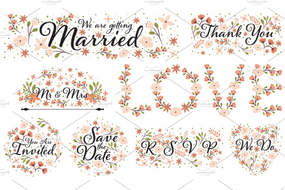 Wedding Clipart Designs PNG and EPS ~ Illustrations.