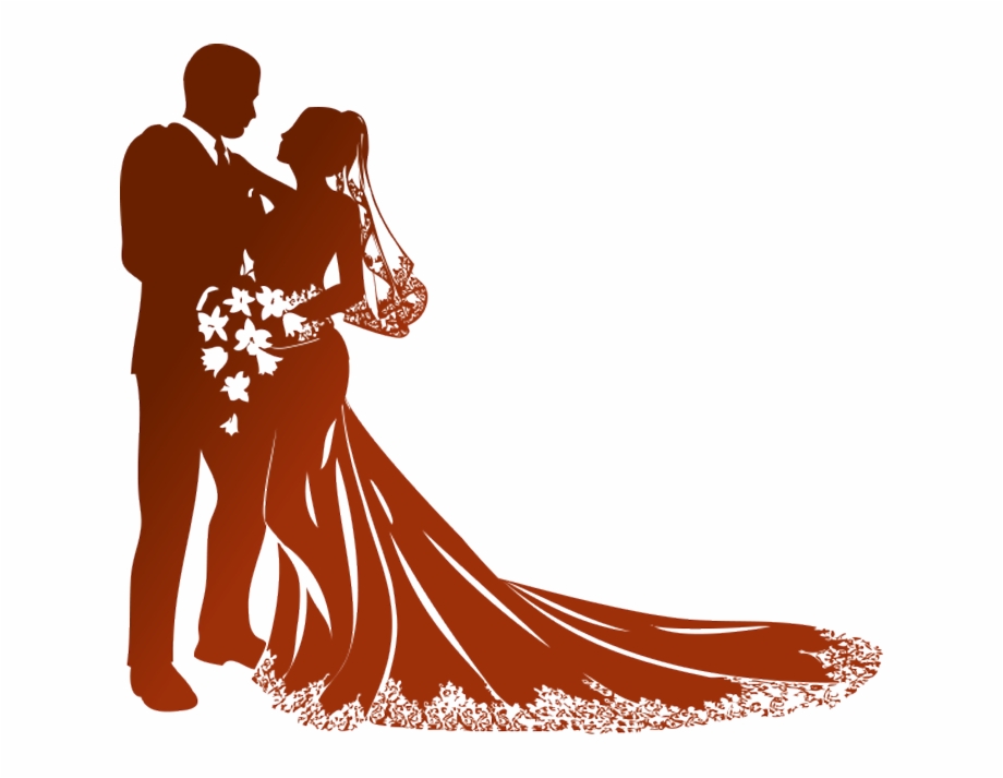 Modern Wedding Couple Silhouette Png.