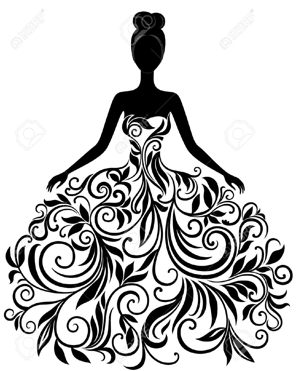 Wedding Dress Clipart Black And White.
