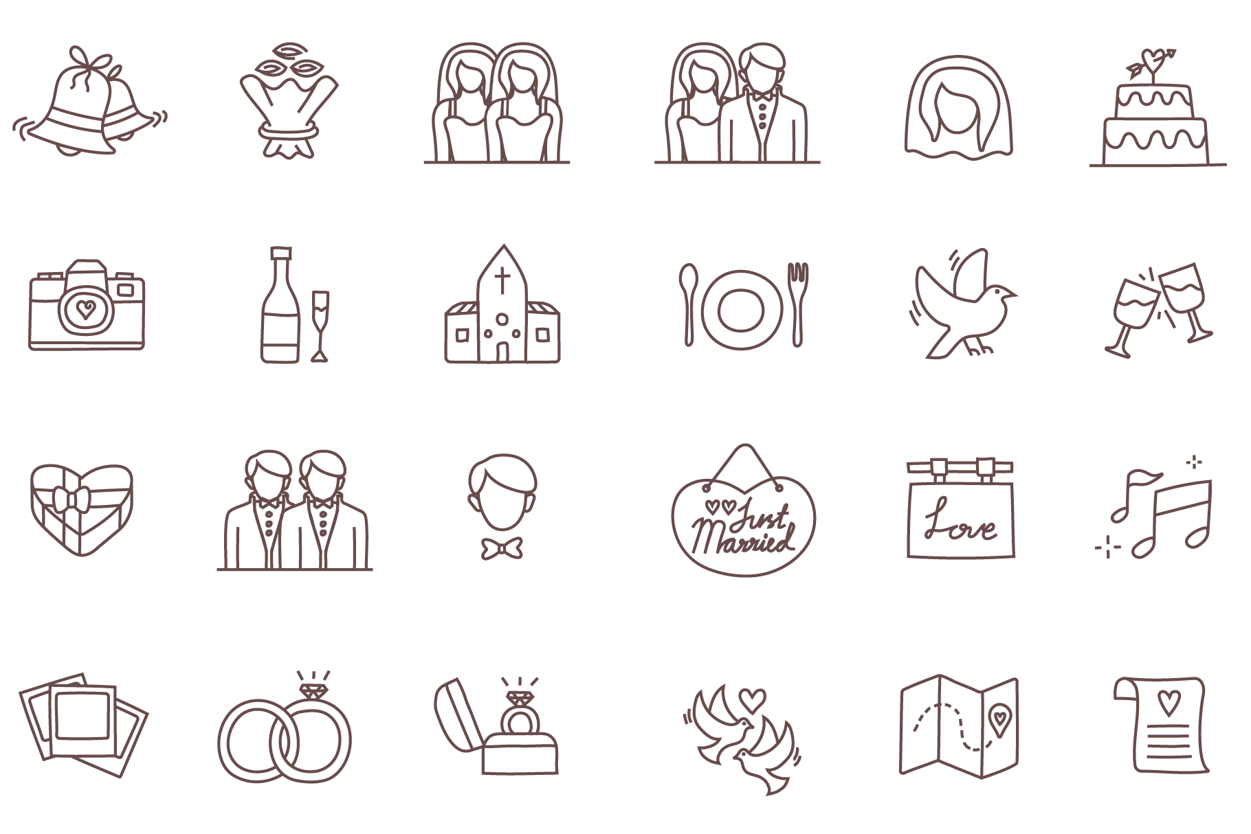 24 Free Wedding Icons by Temploola.