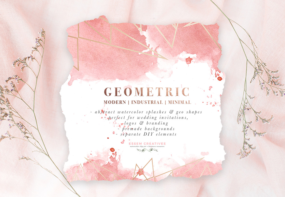 DIY Geometric Watercolor Wedding Invitation Backgrounds & Clipart, Table  Number Decorations DIY.