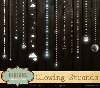 Glowing Strands, Stars, Wedding, Party Lights Clipart.