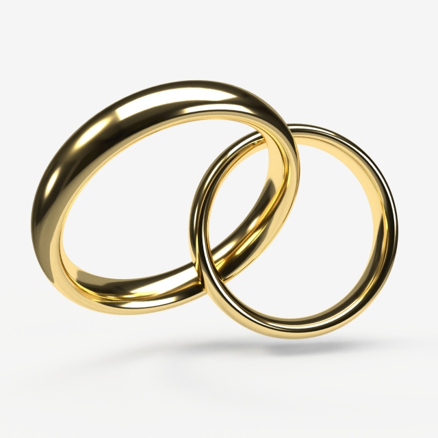 Interlaced Gold Rings On A Transparent Background, Wedding, Rings.
