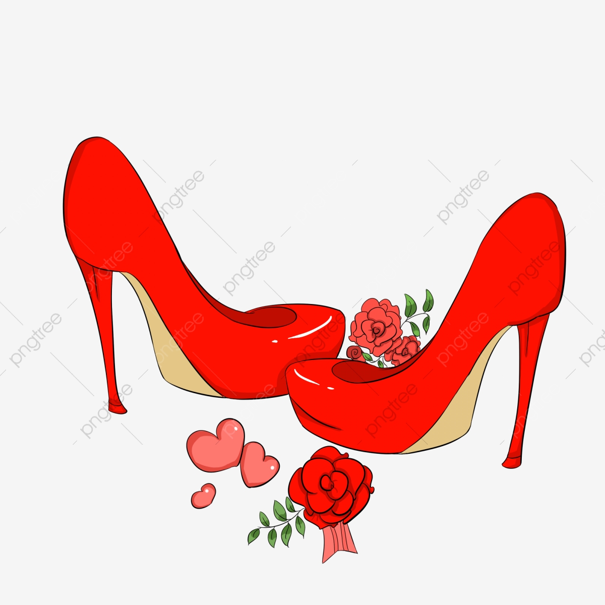 Hand Painted High Heels Red High Heels Love Decoration Bridal.