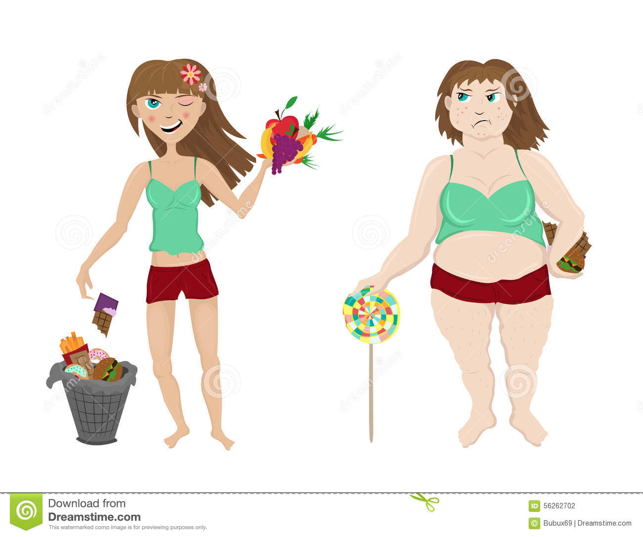 Weight Gain, Weight Loss, Women Stock Vect #349044.
