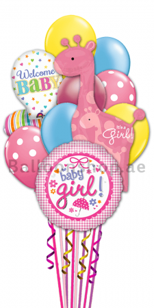 Welcome Baby Girl Newborn Baby Balloon Bouquet.