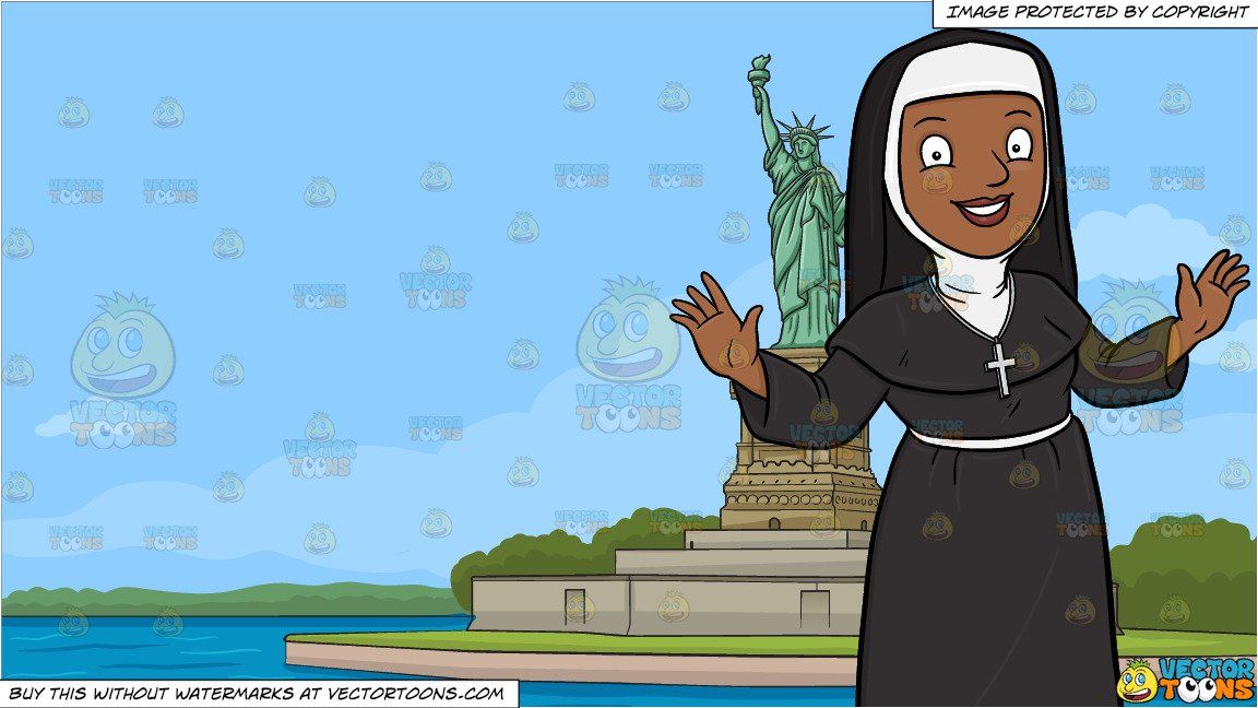 clipart #cartoon A Happy Black Nun Greeting Everyone A Warm.