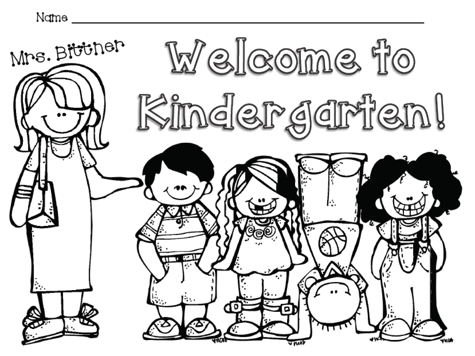 Welcome To Kindergarten Clipart Black And White.