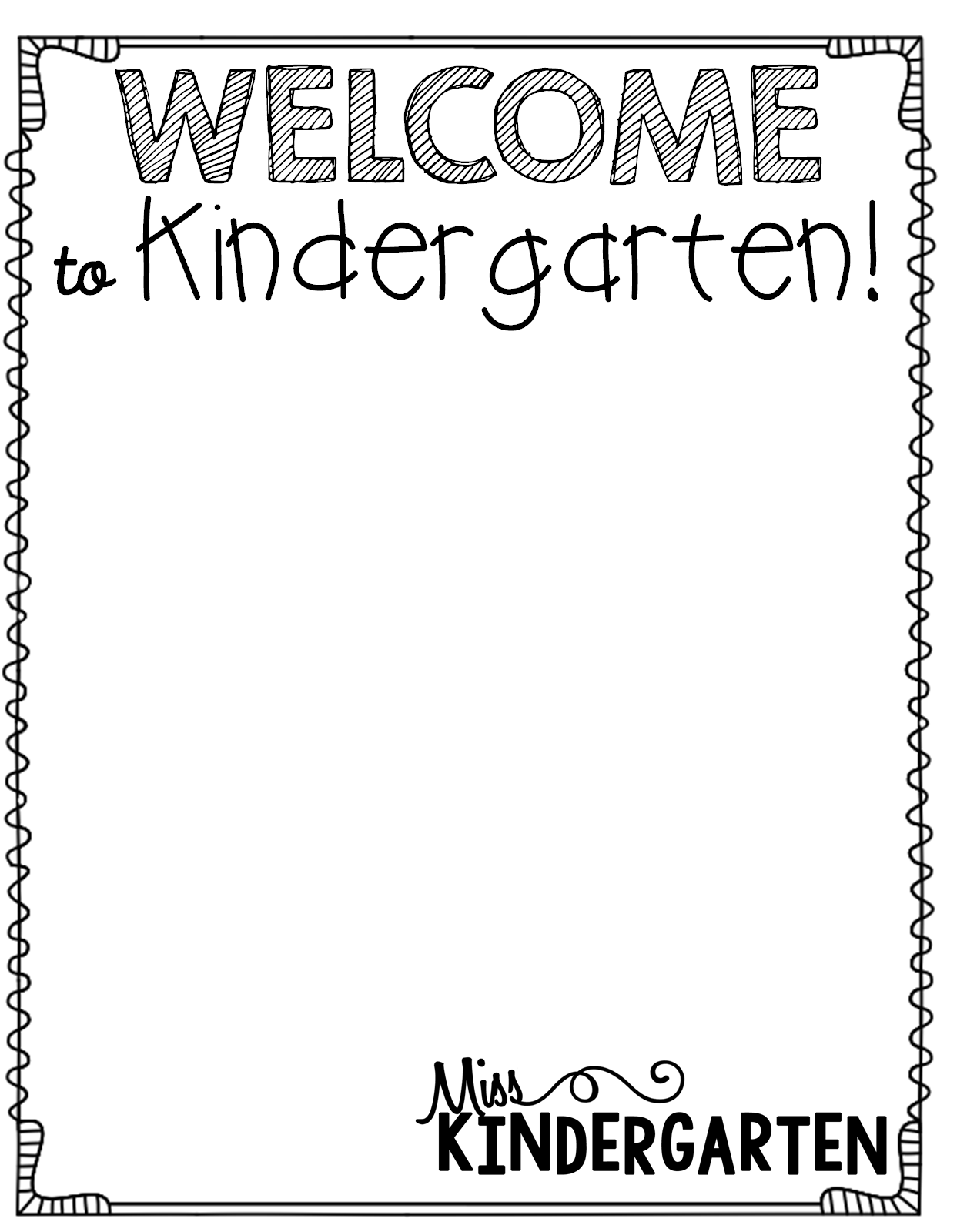 Welcome To Kindergarten Clipart Black And White.