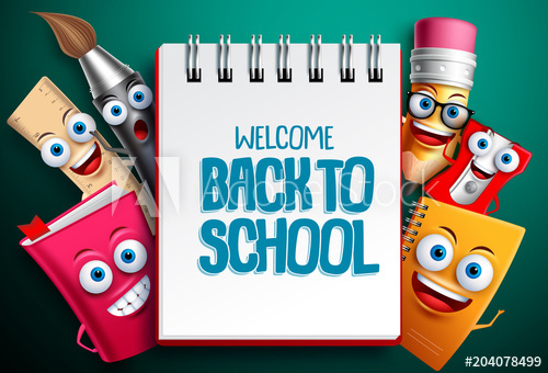 Back to school vector characters background template with.