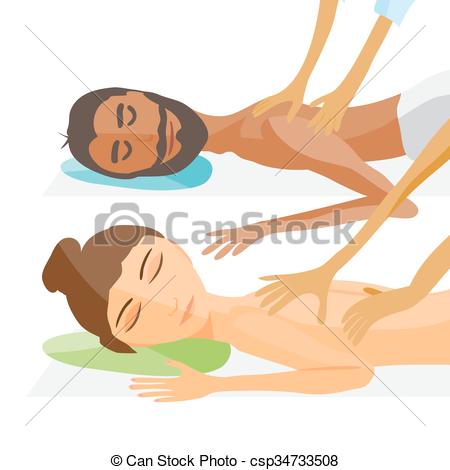 Vector Clipart of vector illustration of woman and man pampering.