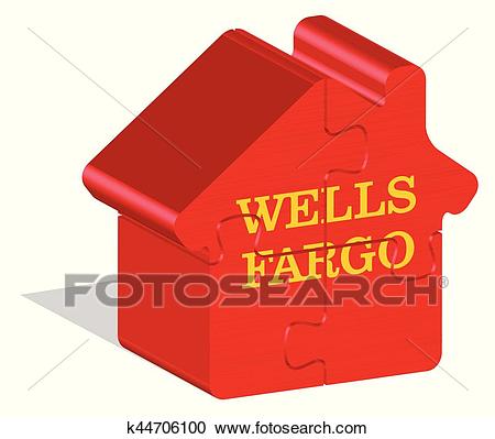 Wells Fargo logotype in 3d form on ground Clipart.