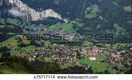 Stock Photo of Wengen and Lauterbrunnen, Berner Oberland x75717114.