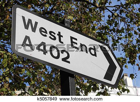 Stock Photograph of Road sign for the London West End. k5057849.