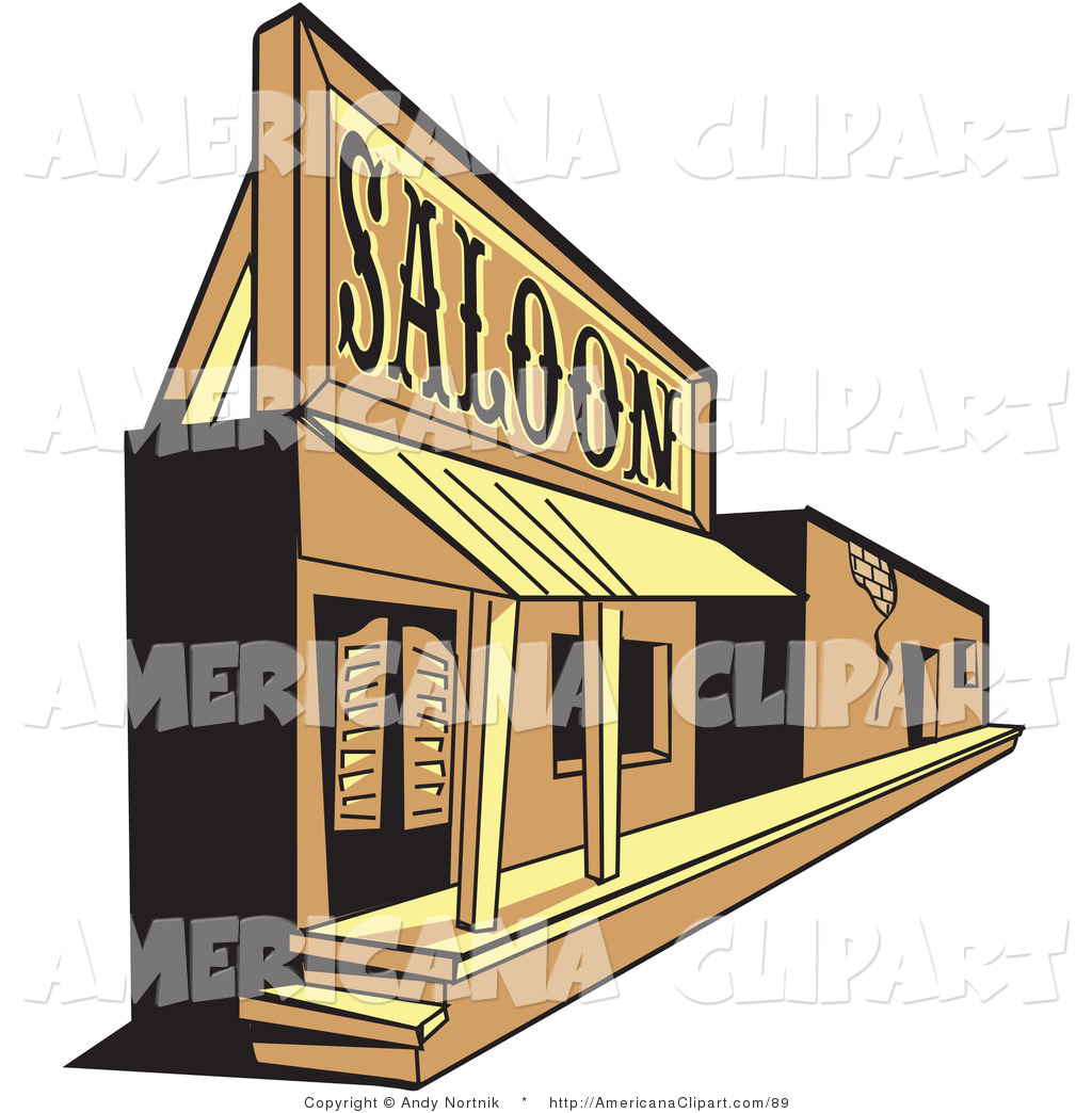 Americana Vector Clip Art of an Old Saloon Facade in an Old.