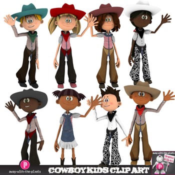 Cowboy Kids Clip Art.