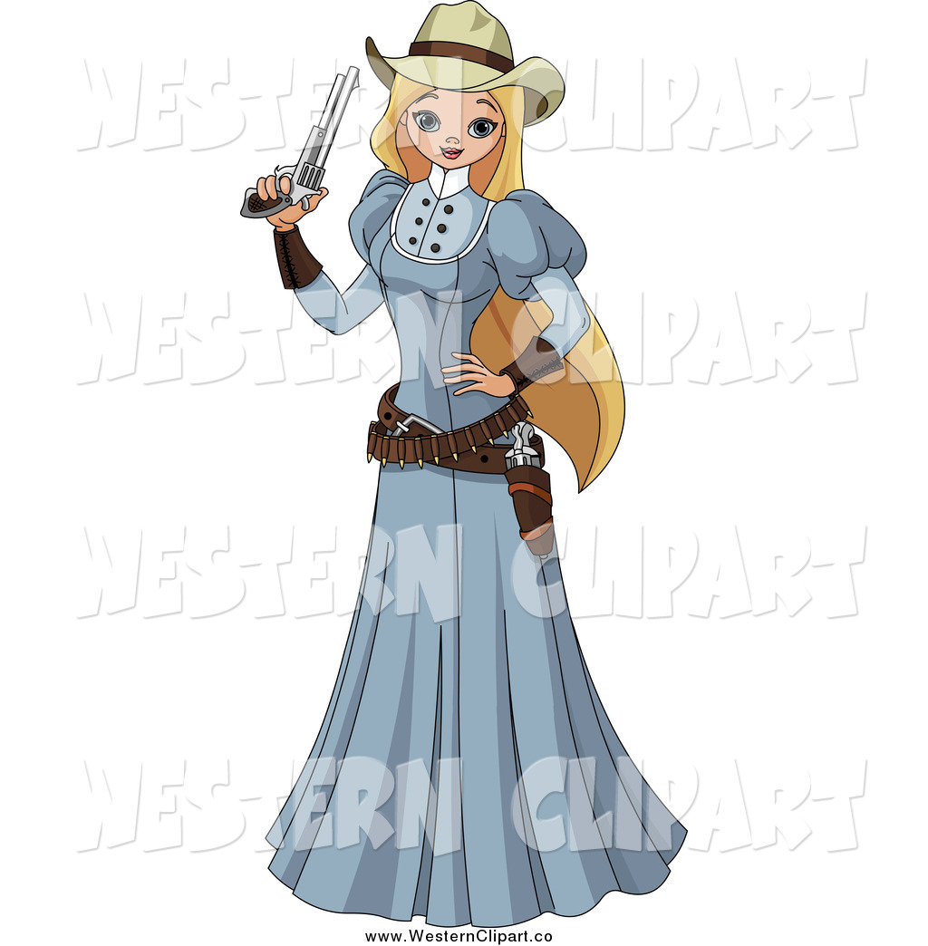 Vector Clip Art of a Blond White Wild Western Woman in a.