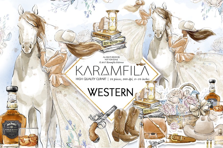 Western Clipart ~ Illustrations ~ Creative Market.