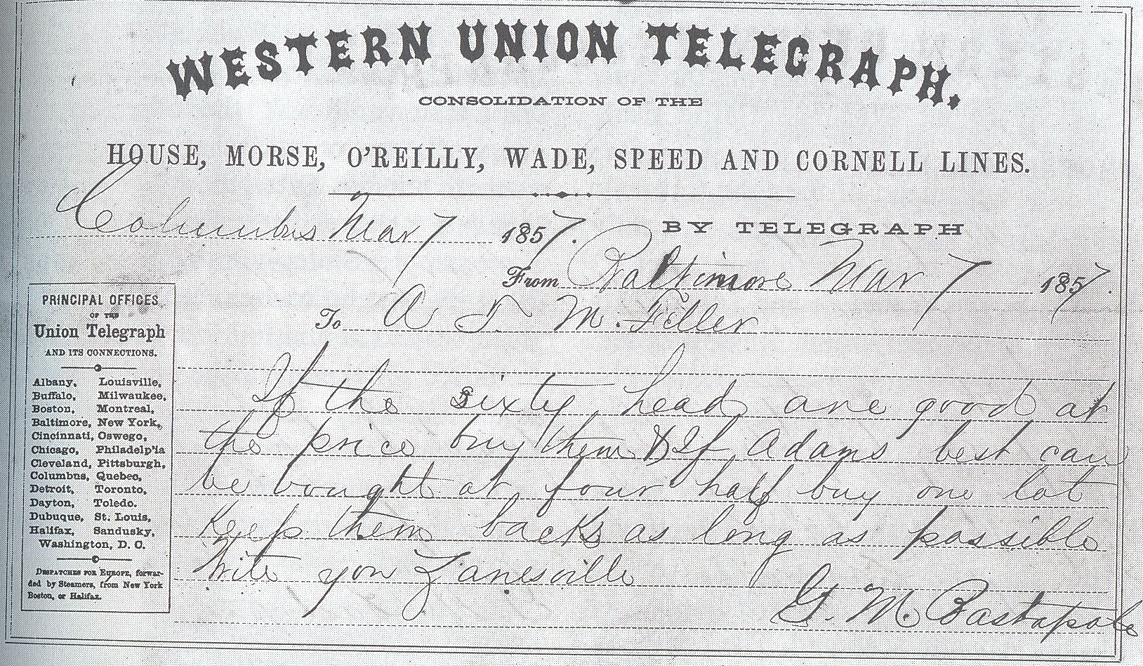 Early #WesternUnion telegram..