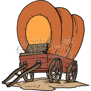 Covered pioneer wagon clipart. Royalty.