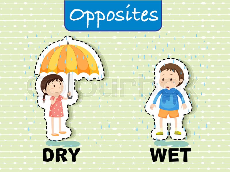 Opposite words for dry and wet.