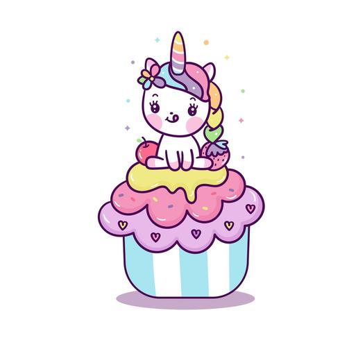 Cute Unicorn on cupcake.