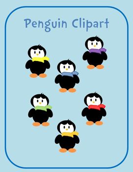 Penguins With Colorful Scarves Clipart.