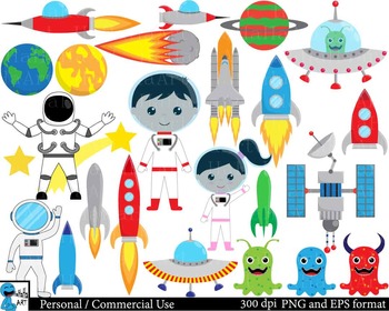 Space Kids Digital Clip Art Graphics Personal, Commercial Use 107 images  cod175.