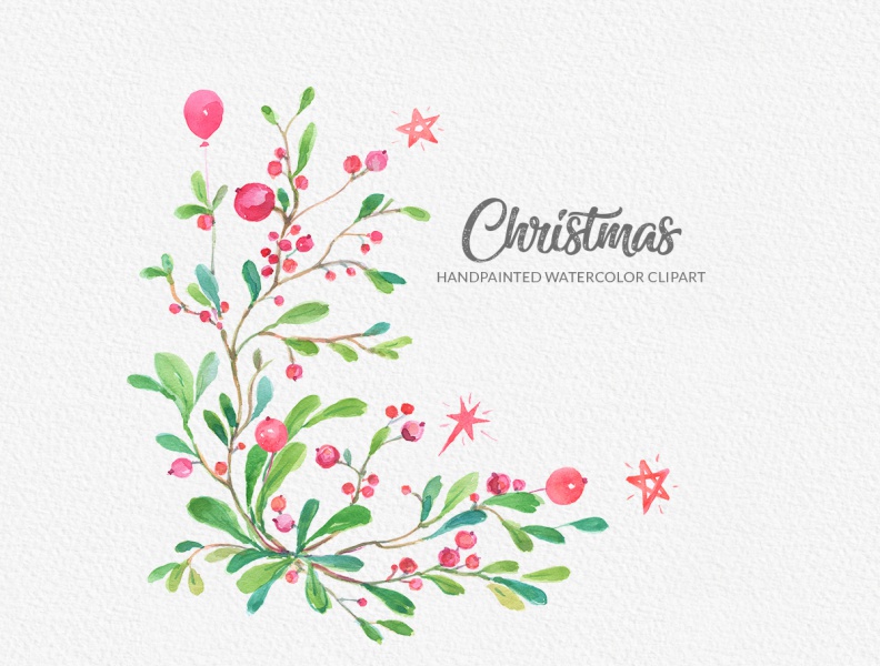 Christmas Watercolor Clipart by Gogivo FineArt on Dribbble.