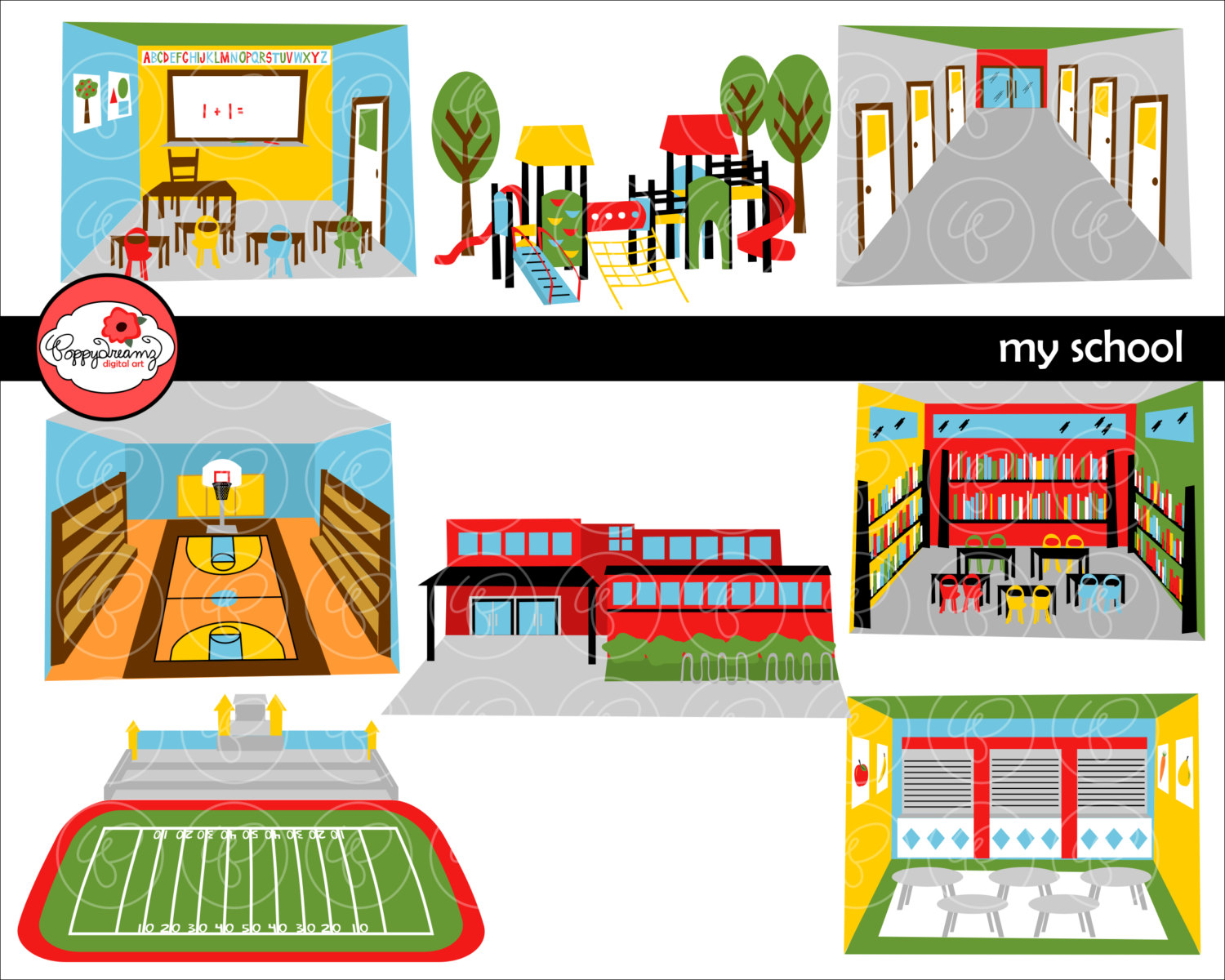Different Parts Of The School Clipart.