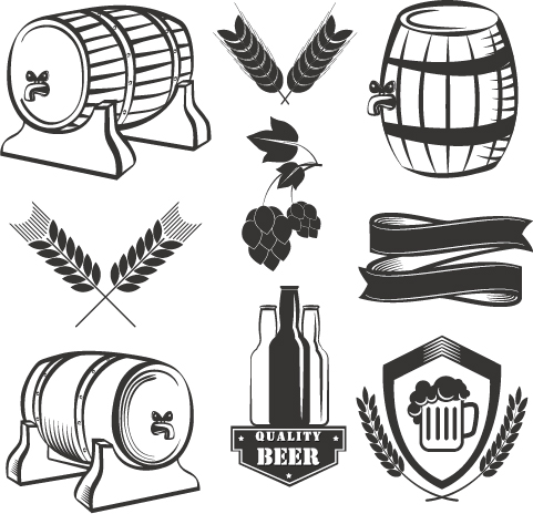 Wheat beer retro labels vector set 04 free download.