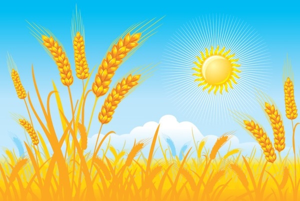 Countryside landscape background cereal field sun icons Free.