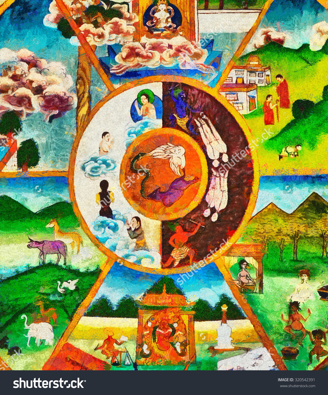 For Life Clip Art of Wheel of Samsara.