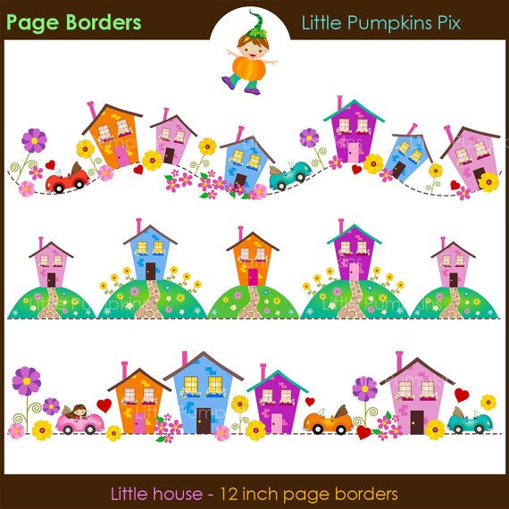 LITTLE HOUSE Digital Scrapbook Page Borders. Cute house.