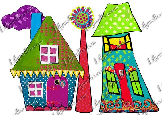 Large hand painted whimsical houses no3 scrapbook/journal.