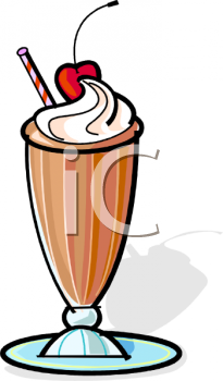 Clip Art Picture of a Milkshake with Whipped Cream and a.