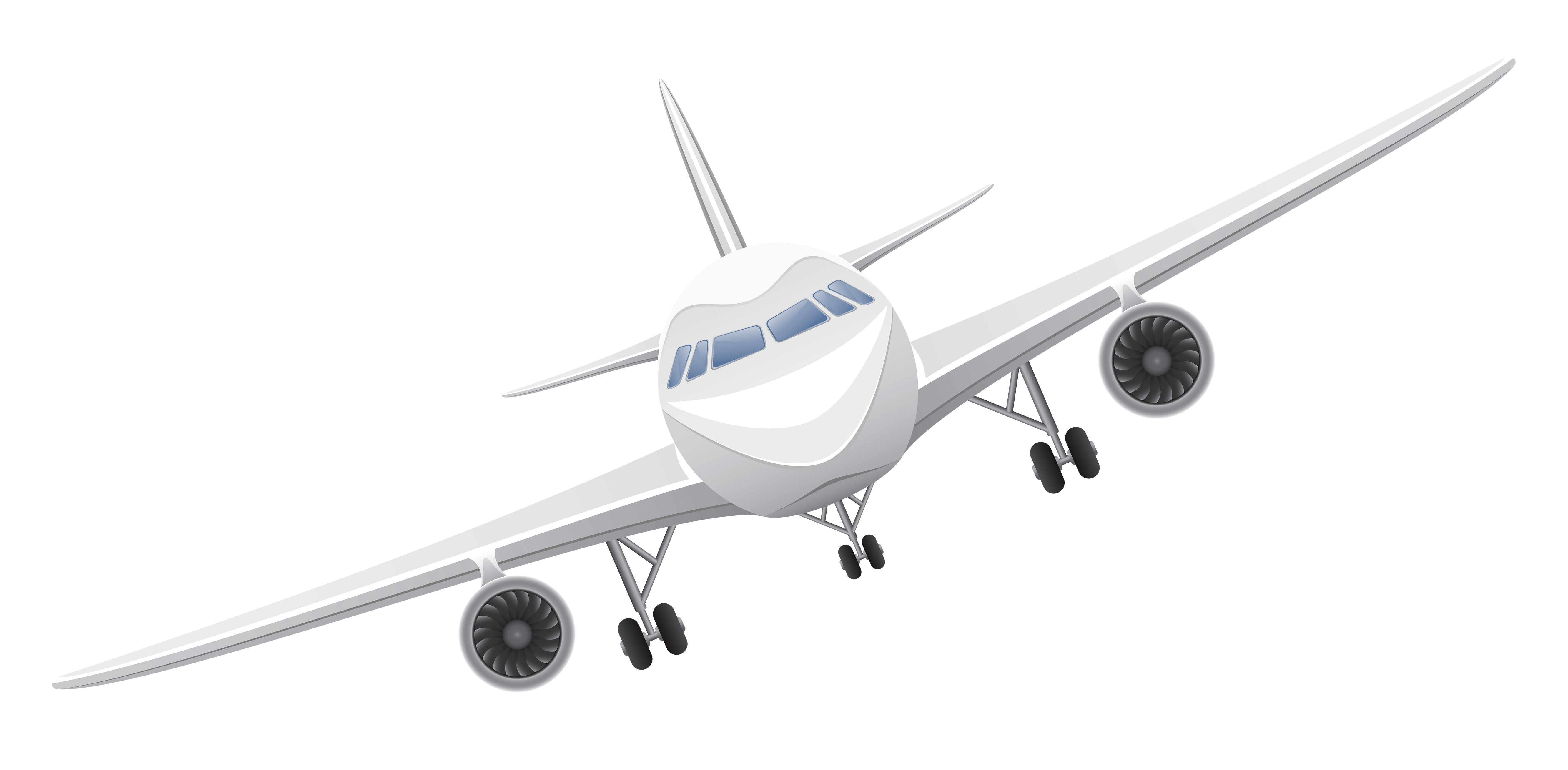 White Airplane Transparent PNG Vector Clipart.