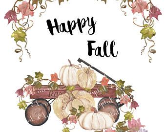 Pumpkins. Clipart: watercolor wreath, bouquets, fall leaves.
