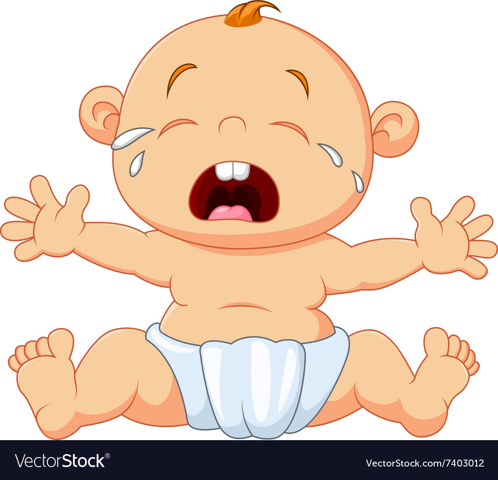 Cute baby crying isolated on white background.