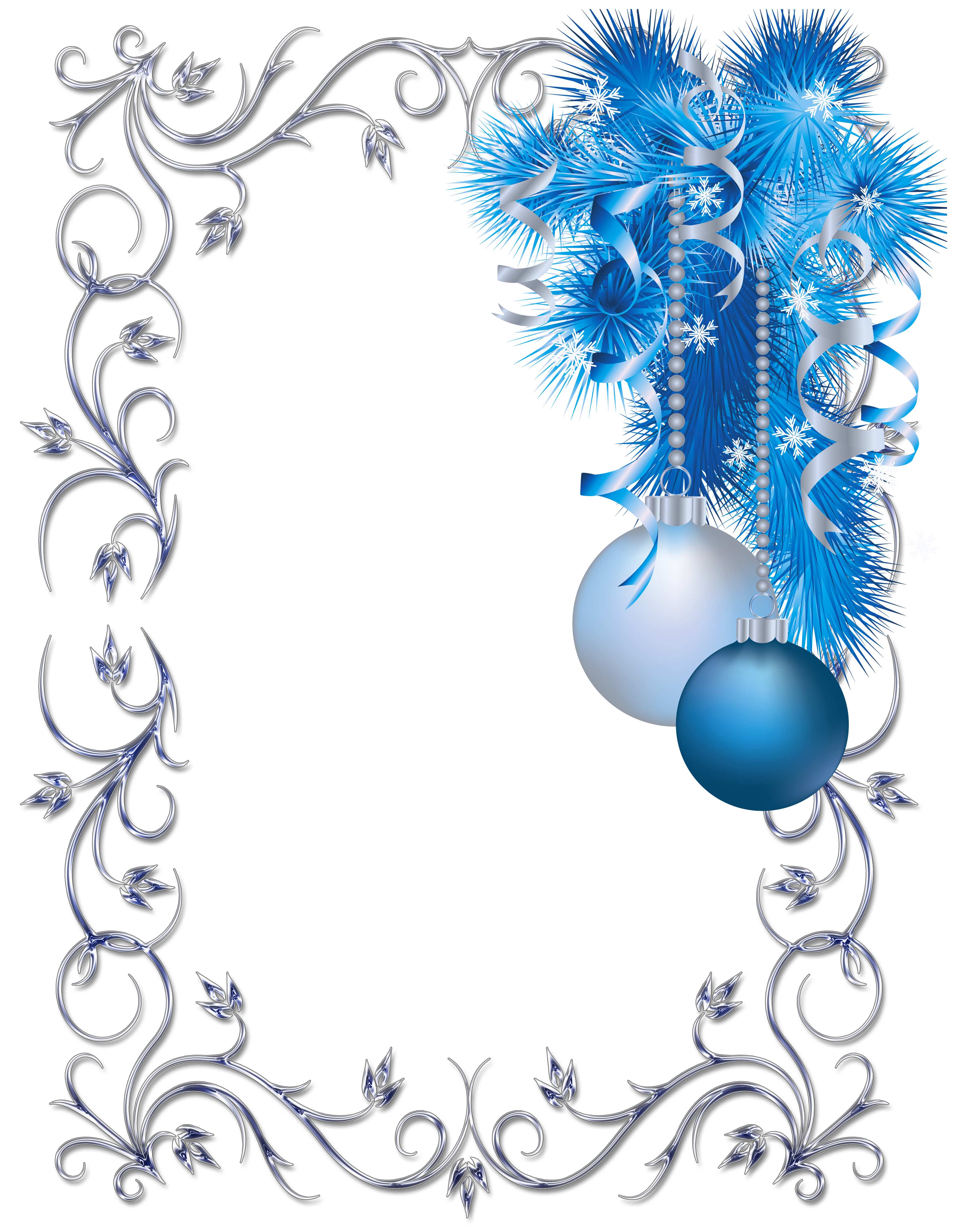 Large Transparent Christmas Blue and White Photo Frame.