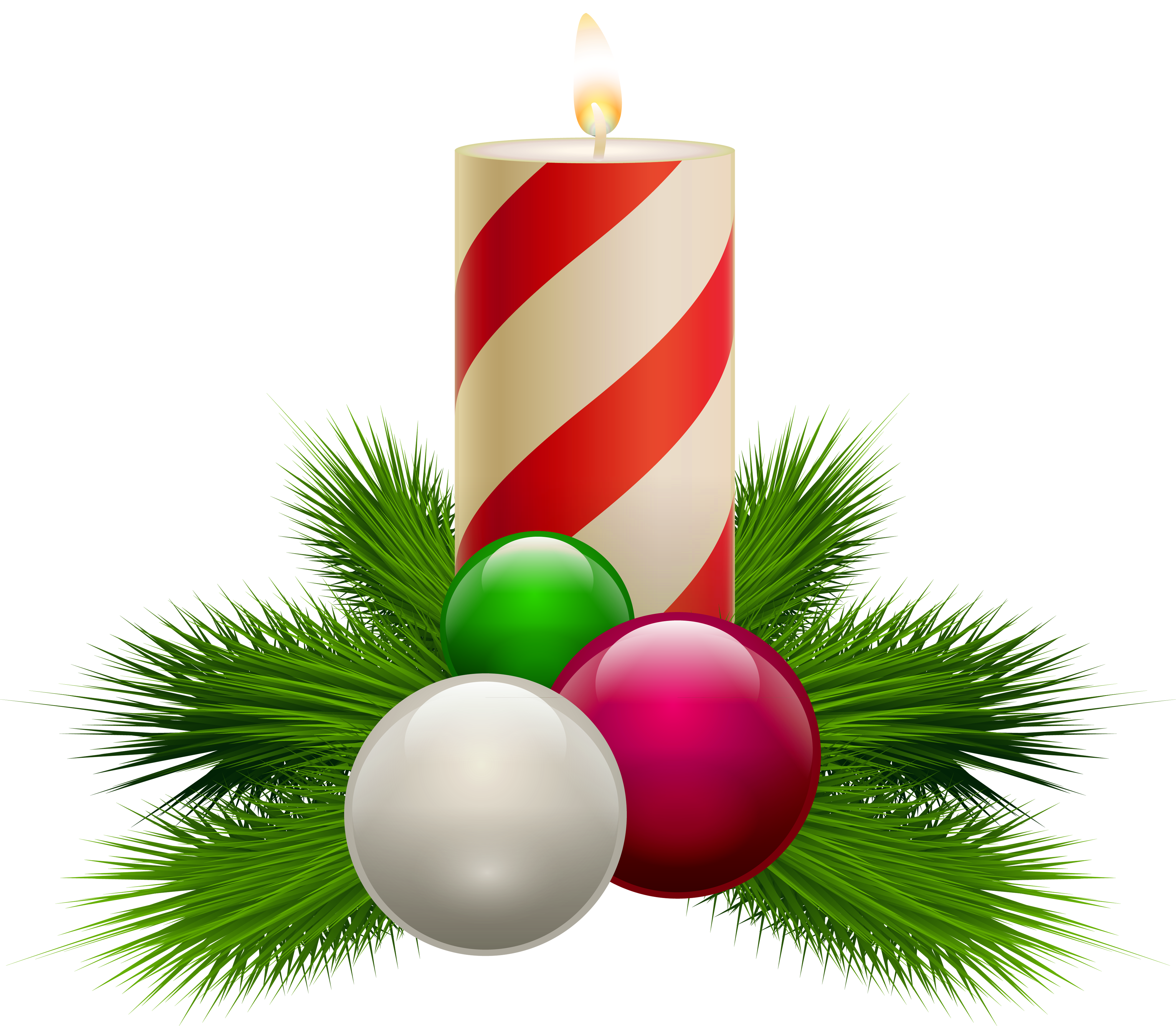 Transparent Christmas White Candle PNG Clipart.