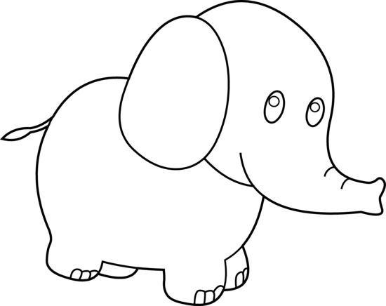 Cute Elephant Clipart Black And White.