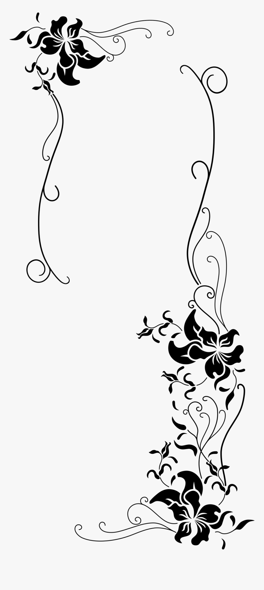 Black And White Floral Borders , Png Download.