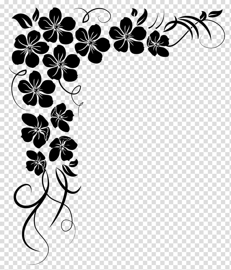 Corners , black and white flower drawing transparent.
