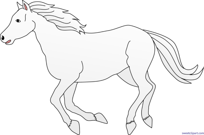 White Horse Galloping Clip Art.