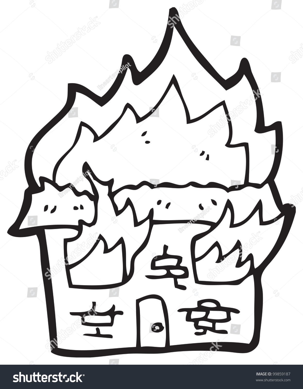 Burning House Clipart Black And White.